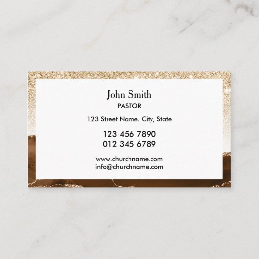 クリスチャン教会の牧師デアコンビショップ金ゴールドクロス 名刺 (裏面)