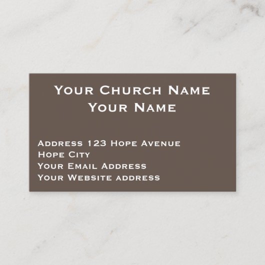 クリスチャン教会の牧師ブラウン白い宗教名 名刺 (正面)