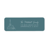 クリスチャン教会ラインアートミニマルグスタイリッシュリーン ラベル (正面)