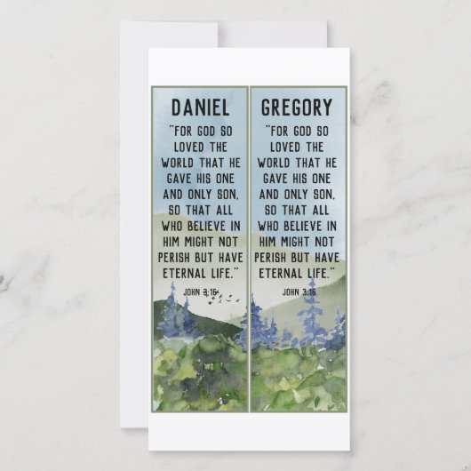 クリスチャン水カラー自然聖なる書物、 経典ブックマーク カード (正面)