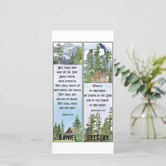 クリスチャン水カラー自然聖なる書物、 経典ブックマークCa カード (スタンド正面)