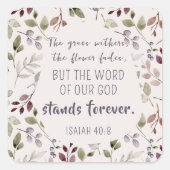 クリスチャン水彩秋リーフパターン聖なる書物、 経典 スクエアシール (正面)