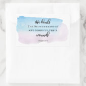 クリスチャン水彩詩篇バイブル引用文信仰 長方形シール (バッグ)