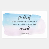 クリスチャン水彩詩篇バイブル引用文信仰 長方形シール (正面)