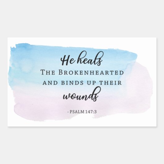 クリスチャン水彩詩篇バイブル引用文信仰 長方形シール (正面)