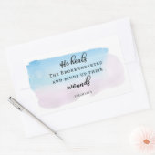 クリスチャン水彩詩篇バイブル引用文信仰 長方形シール (封筒)