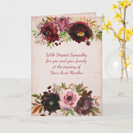 クリスチャン水色フローラパーソナライズされた悔やみや弔慰 カード (黄色い花)