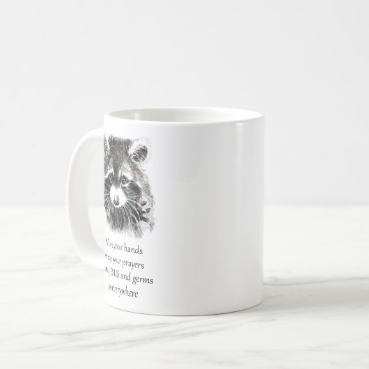 クリスチャン洗面所あなたの手を洗うラクーン動物 コーヒーマグカップ (正面左)