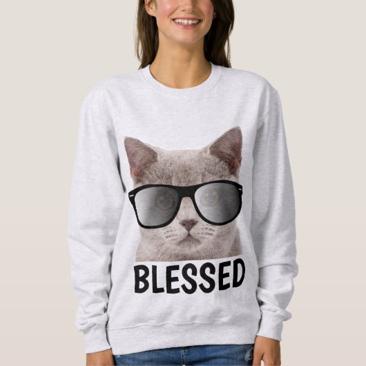 クリスチャン猫好きTシャ賛美ツ、 スウェットシャツ (正面)
