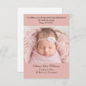 クリスチャン生誕通知カード – ピンク&ブラック 案内状 (正面/裏面)