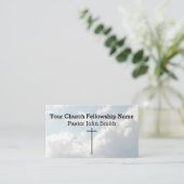 クリスチャン白ふわふわの雲スカイクロス教会 名刺 (スタンド正面)