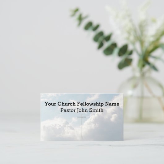 クリスチャン白ふわふわの雲スカイクロス教会 名刺 (スタンド正面)