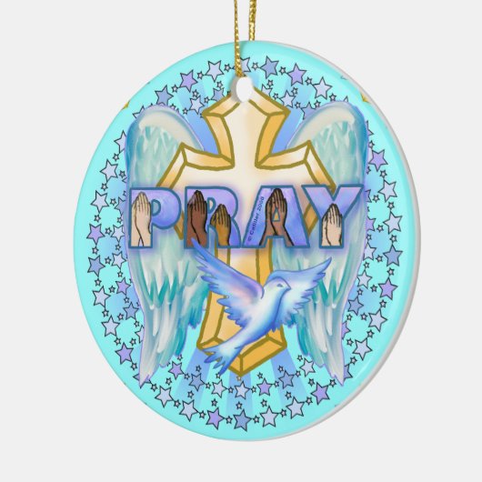 クリスチャン祈りの言葉ウィングス セラミックオーナメント (左)