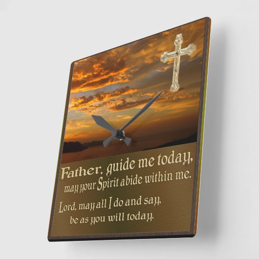 クリスチャン祈りの言葉クロック角壁時計 スクエア壁時計 (傾斜)