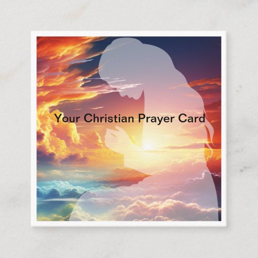 クリスチャン祈りの言葉サンセットスカイ天国 スクエア名刺 (正面)