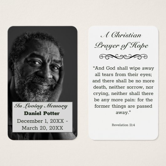 クリスチャン祈りの言葉パパ写真追悼式カード (正面&裏面)