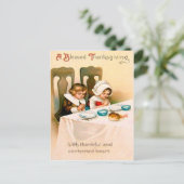 クリスチャン祈りの言葉ピュリタン感謝祭ディナー シーズンポストカード (スタンド正面)