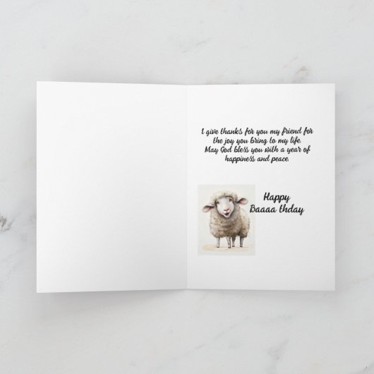 クリスチャン祈りの言葉フレンド誕生日羊のユーモア シーズンカード (内部)
