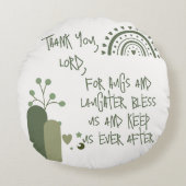 クリスチャン祈りの言葉子供へオリーブグリーン | ラウンドクッション (正面)