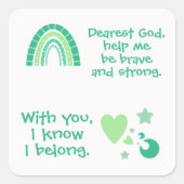 クリスチャン祈りの言葉子供へグリーン | スクエアシール (正面)