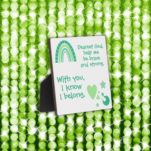 クリスチャン祈りの言葉子供へグリーン | フォトプラーク