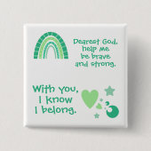 クリスチャン祈りの言葉子供へグリーン | 缶バッジ (正面)