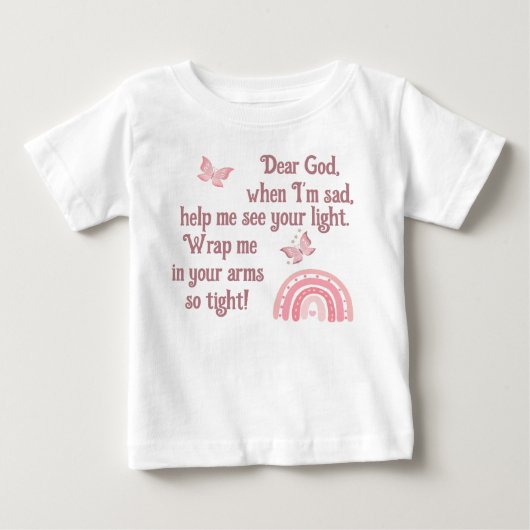クリスチャン祈りの言葉子供へピンク | ベビーTシャツ (正面)