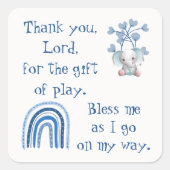 クリスチャン祈りの言葉子供へブルー | スクエアシール (正面)