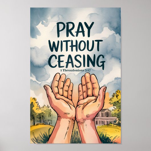 クリスチャン祈ウォール芸術プリントを絶つことなく ポスター (正面)