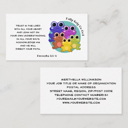 クリスチャン神に完全に頼るカエル 名刺 (正面/裏面)