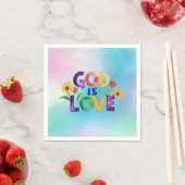 クリスチャン神は愛カラフルデイジー花引用文 スタンダードカクテルナプキン (インサイチュ)