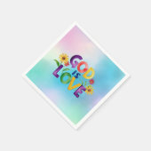 クリスチャン神は愛カラフルデイジー花引用文 スタンダードカクテルナプキン (角)