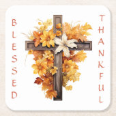 クリスチャン秋フローラクロス感謝祭 スクエアペーパーコースター (正面)