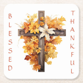 クリスチャン秋フローラクロス感謝祭 スクエアペーパーコースター
