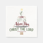 クリスチャン素朴クリスマスカロルタイポグラフィ スタンダードカクテルナプキン (正面)