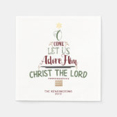 クリスチャン素朴クリスマスカロルタイポグラフィ スタンダードカクテルナプキン (正面)