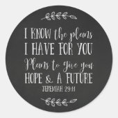 クリスチャン素朴バイブル聖句シャルボードタイポグラフィ ラウンドシール (正面)