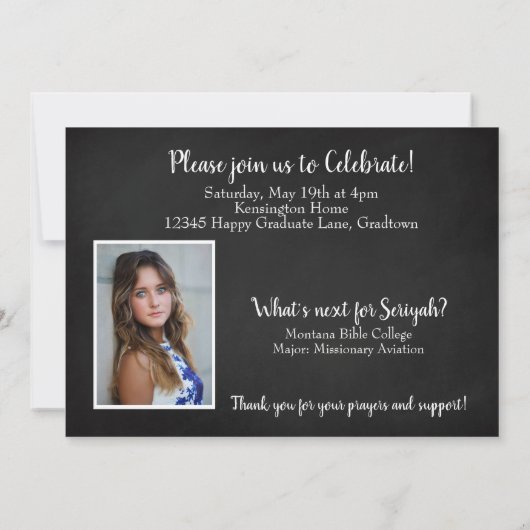 クリスチャン素朴卒業聖書の聖句の写真 招待状 (裏面)