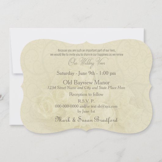 クリスチャン結婚リニューアルの誓いの招待状-バラ 招待状 (裏面)