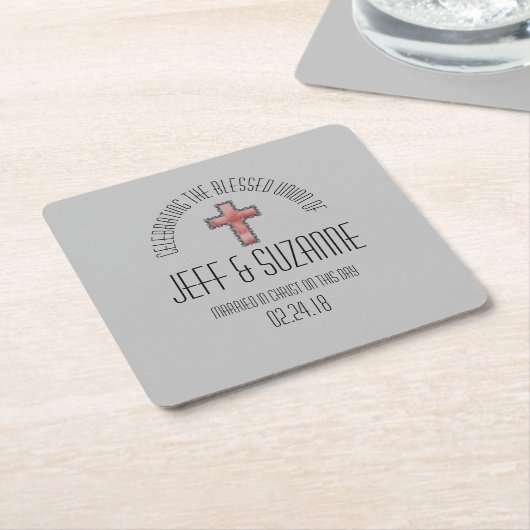 クリスチャン結婚式の引き出物スクエア紙コースター スクエアペーパーコースター (アングル)