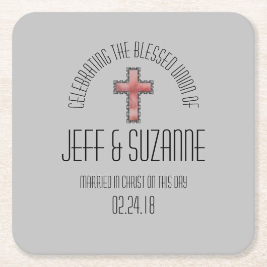 クリスチャン結婚式の引き出物スクエア紙コースター スクエアペーパーコースター (正面)