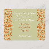 クリスチャン結婚式招待状オレンジホワイトタウペ インビテーションポストカード (裏面)