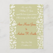 クリスチャン結婚式招待状オレンジホワイトタウペ インビテーションポストカード (正面)