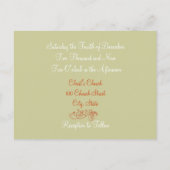 クリスチャン結婚式招待状オレンジホワイトタウペ インビテーションポストカード (裏面)