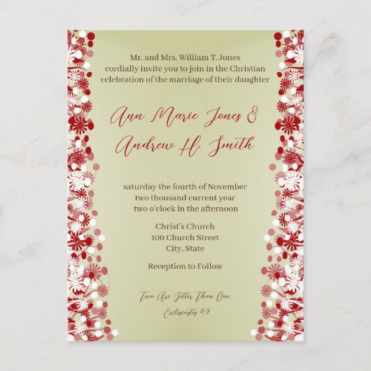 クリスチャン結婚式招待状カルメル&ブルーベリー インビテーションポストカード (正面)