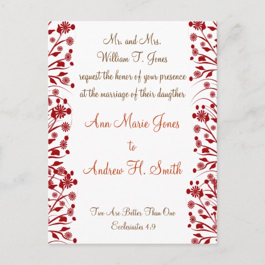 クリスチャン結婚式招待状カルメル&ブルーベリー インビテーションポストカード (正面)