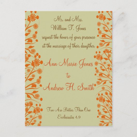 クリスチャン結婚式招待状カルメル&ブルーベリー インビテーションポストカード (正面)