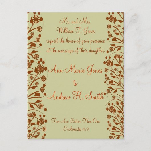 クリスチャン結婚式招待状カルメル&ブルーベリー インビテーションポストカード (正面)