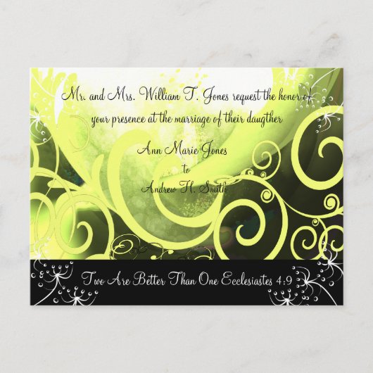 クリスチャン結婚式招待状グリーンカラリリー インビテーションポストカード (正面)