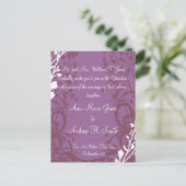 クリスチャン結婚式招待状パープルエレガンス 案内ポストカード (スタンド正面)